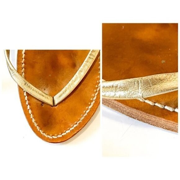 K‎ JACQUES St Tropez Venise Flip-Flops in Gold Leather, Size 36 EU - Picture 10 of 11